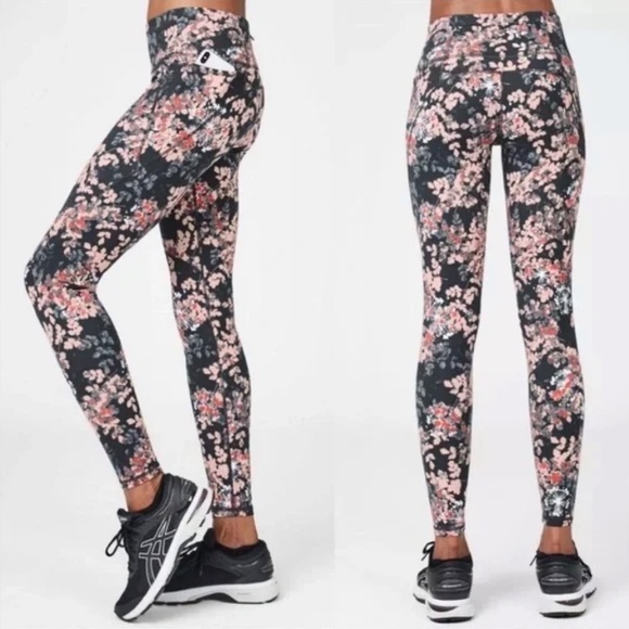 Sweaty Betty Workout 'The Power' 7/8 Leggings Floral Activewear Yoga Sporty Sz S - Picture 9 of 9